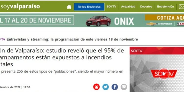 Soychile.cl | Región de Valparaíso: estudio reveló que el 95% de los campamentos están expuestos a incendios forestales