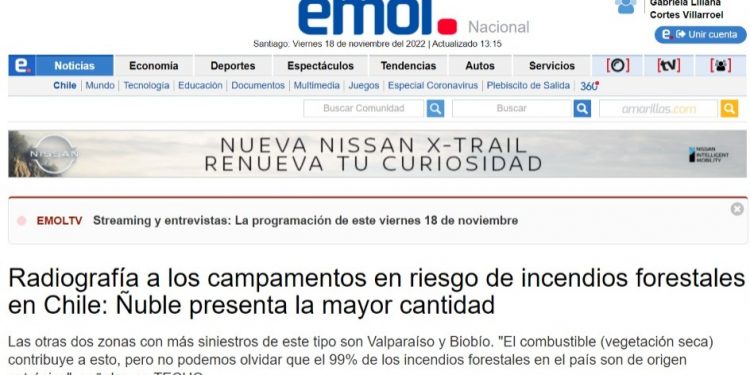 Emol.cl | Radiografía a los campamentos en riesgo de incendios forestales en Chile: Ñuble presenta la mayor cantidad
