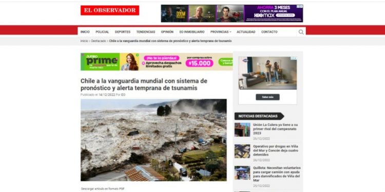 El Observador | Chile a la vanguardia mundial con sistema de pronóstico y alerta temprana de tsunamis
