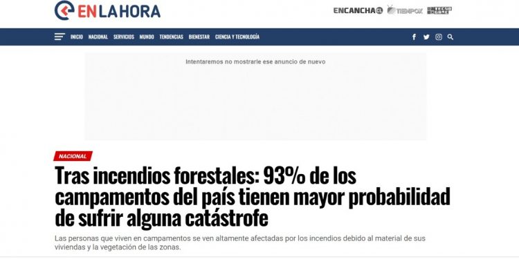 Encancha.cl | Tras incendios forestales: 93% de los campamentos del país tienen mayor probabilidad de sufrir alguna catástrofe