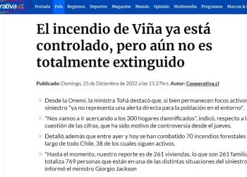 Cooperativa | El incendio de Viña ya está controlado, pero aún no es totalmente extinguido
