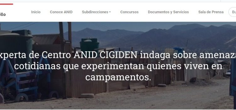 ANID | Experta de Centro ANID CIGIDEN indaga sobre amenazas cotidianas que experimentan quienes viven en campamentos