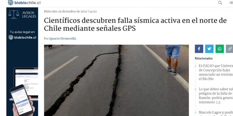 BioBioChile.cl | Científicos descubren falla sísmica activa en el norte de Chile mediante señales GPS