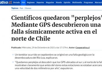 Cooperativa | Científicos quedaron «perplejos»: Mediante GPS descubrieron una falla sísmicamente activa en el norte de Chile