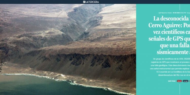 La Tercera | La desconocida falla de Cerro Aguirre: Por primera vez científicos capturan señales de GPS que indican que una falla está sísmicamente activa