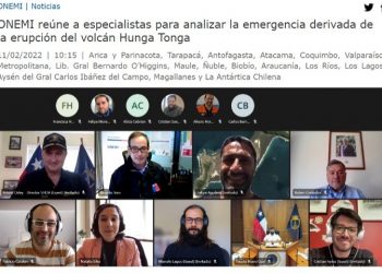 ONEMI | ONEMI reúne a especialistas para analizar la emergencia derivada de la erupción del volcán Hunga Tonga