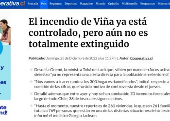 Cooperativa | El incendio de Viña ya está controlado, pero aún no es totalmente extinguido