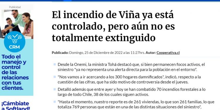 Cooperativa | El incendio de Viña ya está controlado, pero aún no es totalmente extinguido