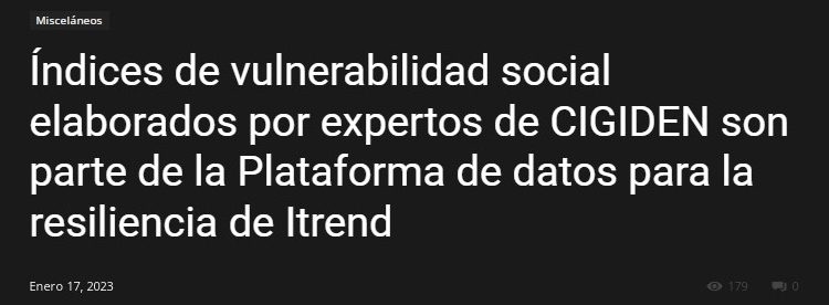 Chillán On line | Índices de vulnerabilidad social elaborados por expertos de CIGIDEN son parte de la Plataforma de datos para la resiliencia de Itrend