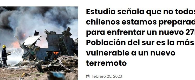 Publimicro | Estudio señala que no todos los chilenos estamos preparados para enfrentar un nuevo 27F. Población del sur es la más vulnerable a un nuevo terremoto