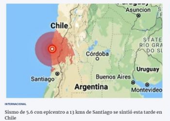 Contra Viento Uruguay | Sismo de 5.6 con epicentro a 13 kms de Santiago se sintió esta tarde en Chile