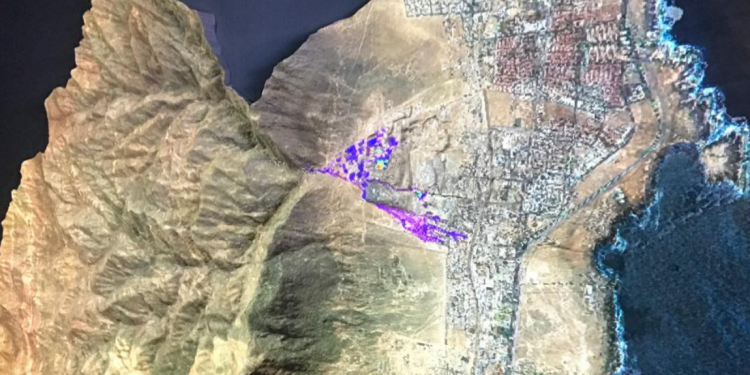 Proyección digital muestra como sería un aluvión en el sector de La Chimba en Antofagasta