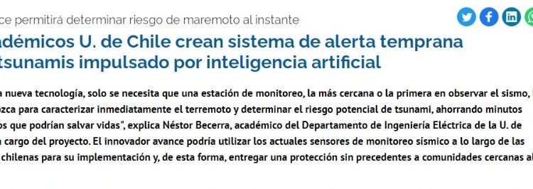 U de Chile | Académicos U. de Chile crean sistema de alerta temprana de tsunamis impulsado por inteligencia artificial