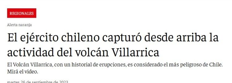 ANB | El ejército chileno capturó desde arriba la actividad del volcán Villarrica