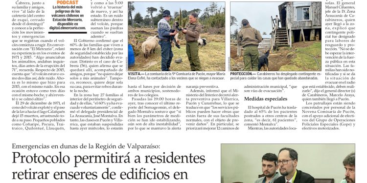 El Mercurio | Protocolo permitirá a residentes retirar enseres de edificios en riesgo y Gobierno no intervendrá en otro socavón en Zapallar