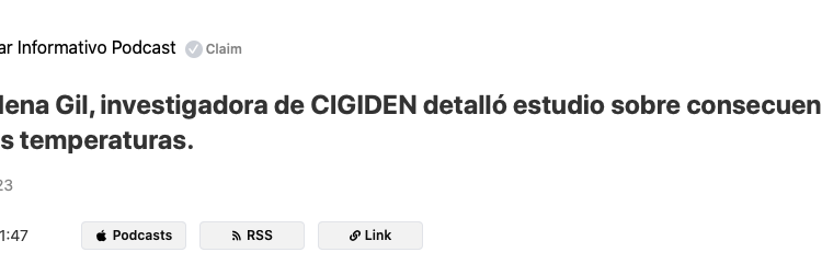 Listen Notes | Magdalena Gil, investigadora de CIGIDEN detalló estudio sobre consecuencias de las altas temperaturas.