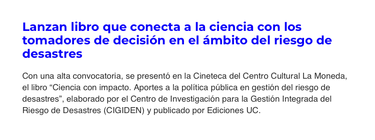 ACHM | Lanzan libro que conecta a la ciencia con los tomadores de decisión en el ámbito del riesgo de desastres