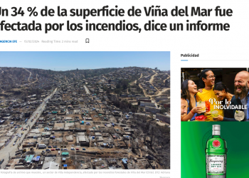 El Diario Los Andes | Un 34 % de la superficie de Viña del Mar fue afectada por los incendios, dice un informe