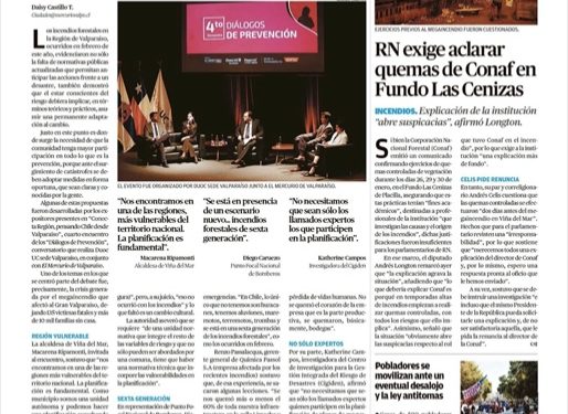 El Mercurio de Valparaíso | Comunidad debe tomar rol clave para evitar catástrofes