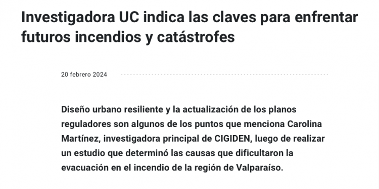 UC.cl | Investigadora UC indica las claves para enfrentar futuros incendios y catástrofes