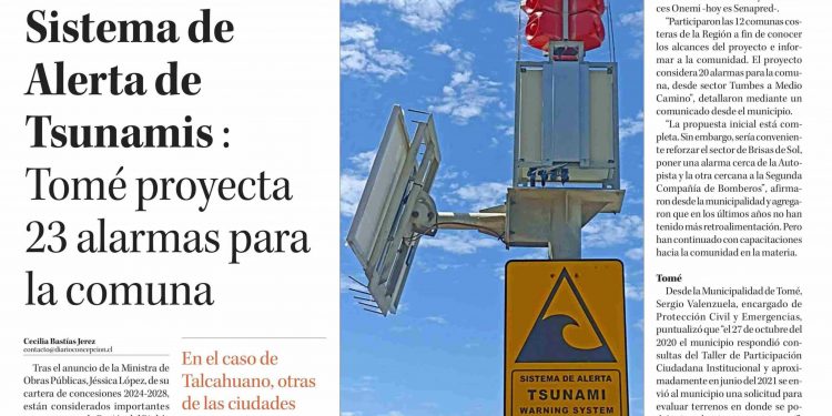 Diario Concepción | Municipalidades esperan concreción del Sistema de Alerta de Tsunamis: Tomé proyecta 23 alarmas para la comuna