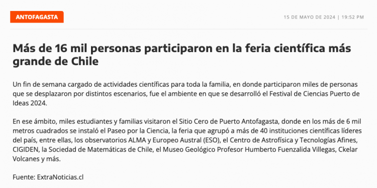 ExtraNoticias.cl | Más de 16 mil personas participaron en la feria científica más grande de Chile