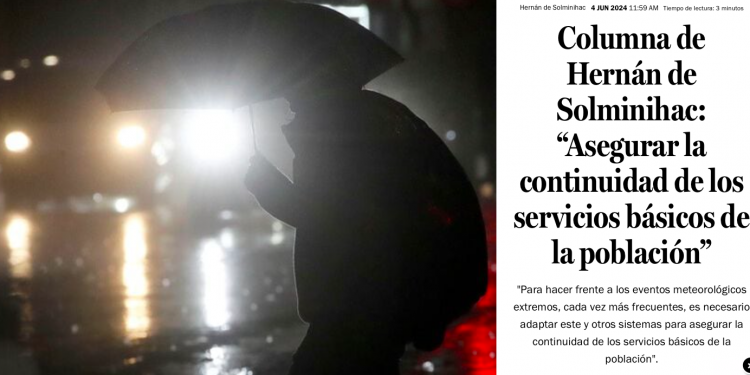 La Tercera | Columna de Hernán de Solminihac: “Asegurar la continuidad de los servicios básicos de la población”