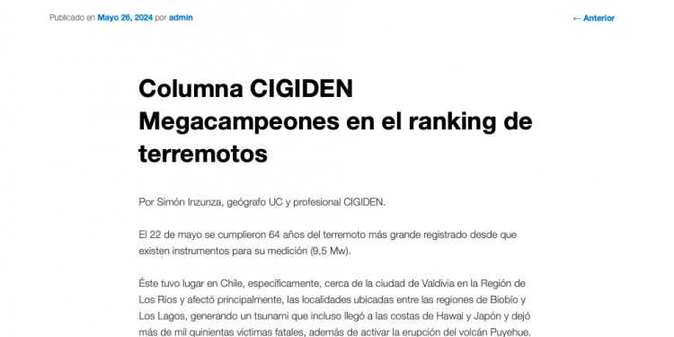 RNE.cl | Columna CIGIDEN: Megacampeones en el ranking de terremotos