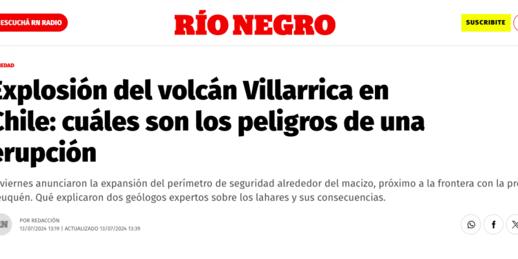 Rio Negro | Explosión del volcán Villarrica en Chile: cuáles son los peligros de una erupción