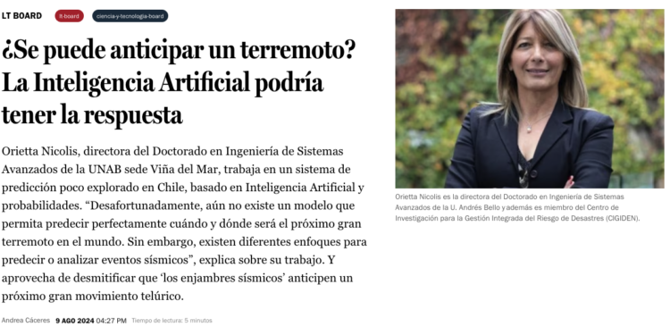 La Tercera | ¿Se puede anticipar un terremoto? La Inteligencia Artificial podría tener la respuesta