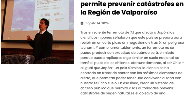 Publimicro | USM diseña plataforma que permite prevenir catástrofes en la Región de Valparaíso